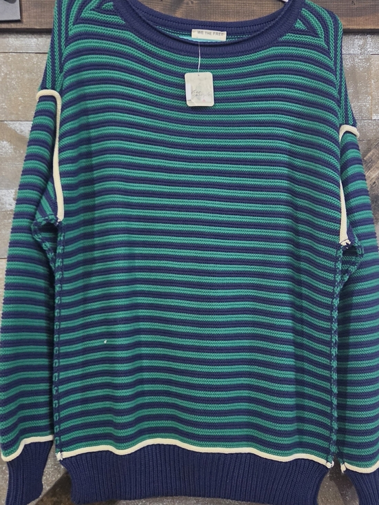 We The Free Sweaters - We The Free Asher Navy and Green Striped Sweater